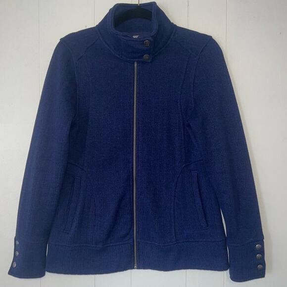 REI Aldervale Full Zip Sweater Fleece Mock Neck Hiking Jacket Blue M - Picture 9 of 12